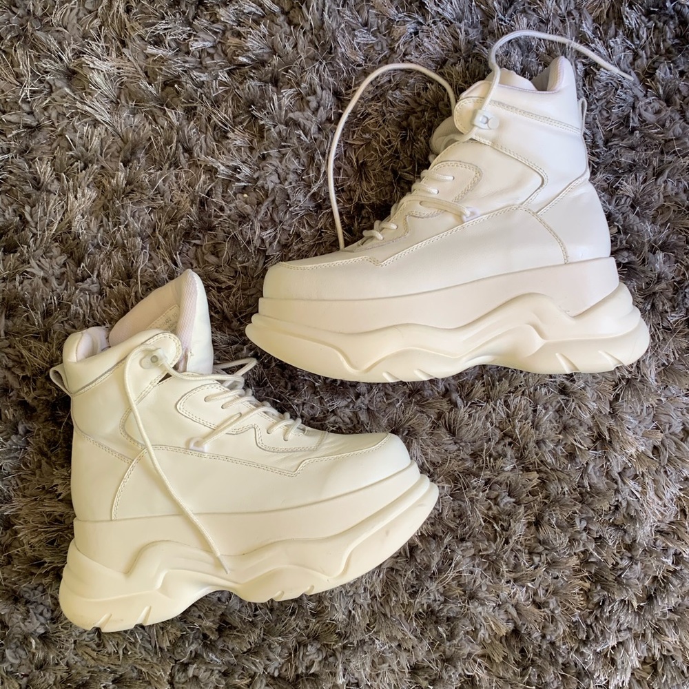 Jeffrey Campbell Cream High-Top Sneakers